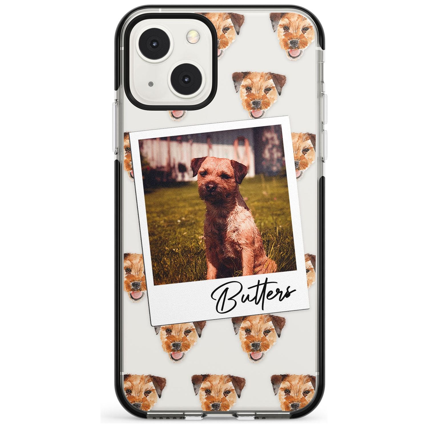 Personalised Border Terrier - Dog Photo Custom Phone Case iPhone 13 Mini / Black Impact Case Blanc Space