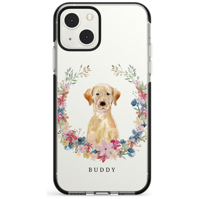 Personalised Yellow Labrador Retriever Dog Portrait Custom Phone Case iPhone 13 Mini / Black Impact Case Blanc Space