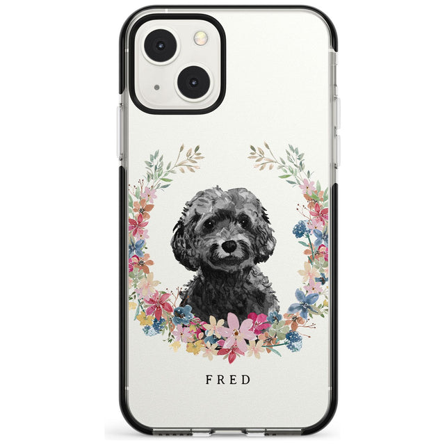 Personalised Black Cockapoo - Watercolour Dog Portrait Custom Phone Case iPhone 13 Mini / Black Impact Case Blanc Space