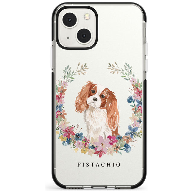 Personalised Cavalier King Charles Portrait Spaniel Custom Phone Case iPhone 13 Mini / Black Impact Case Blanc Space