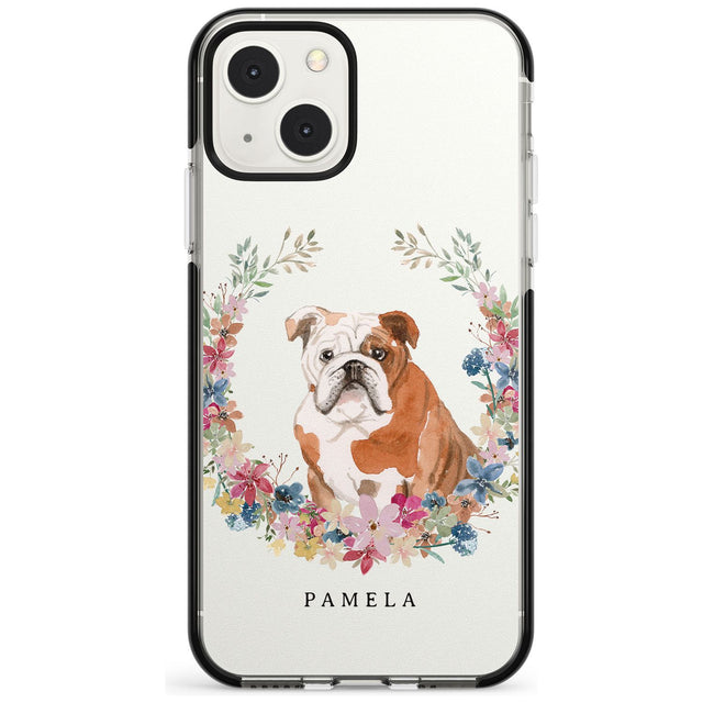 Personalised English Bulldog - Watercolour Dog Portrait Custom Phone Case iPhone 13 Mini / Black Impact Case Blanc Space