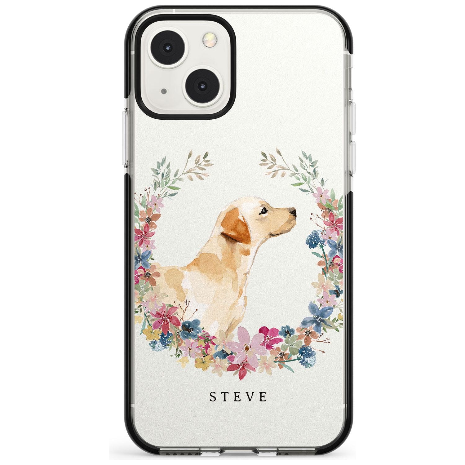 Personalised Yellow Labrador - Watercolour Dog Portrait Custom Phone Case iPhone 13 Mini / Black Impact Case Blanc Space