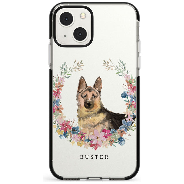 Personalised German Shepherd - Watercolour Dog Portrait Custom Phone Case iPhone 13 Mini / Black Impact Case Blanc Space
