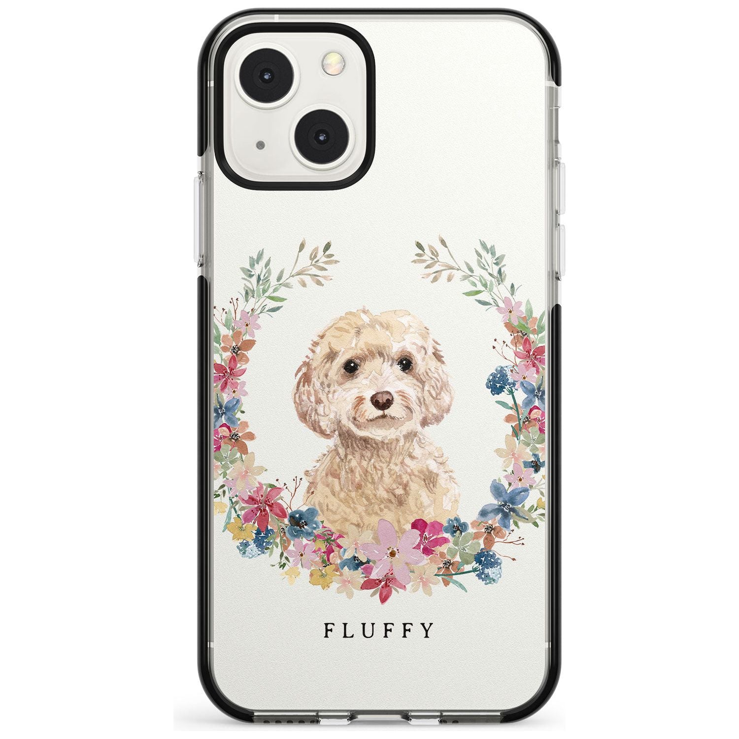 Personalised Champagne Cockapoo - Watercolour Dog Portrait Custom Phone Case iPhone 13 Mini / Black Impact Case Blanc Space