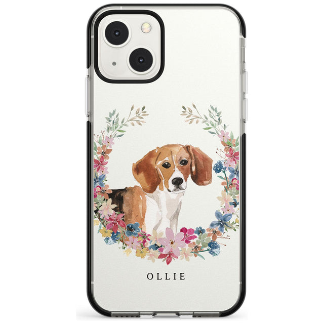 Personalised Beagle - Watercolour Dog Portrait Custom Phone Case iPhone 13 Mini / Black Impact Case Blanc Space