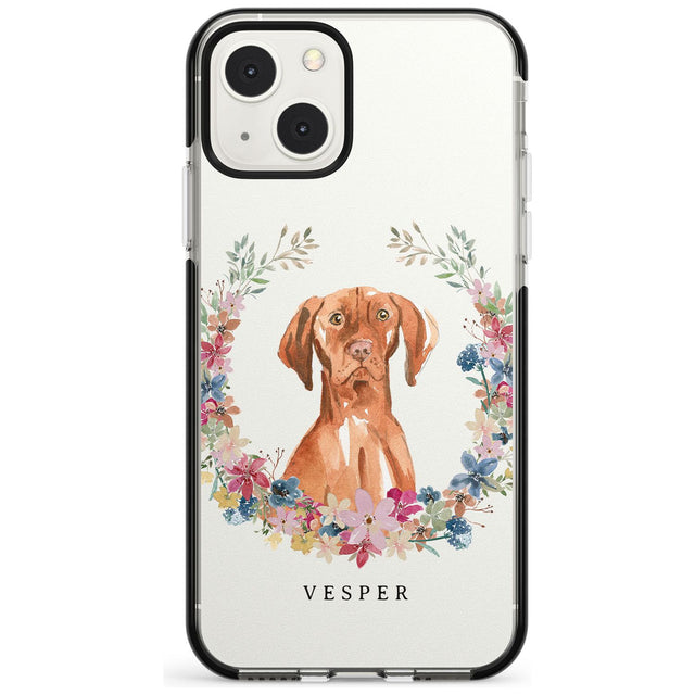 Personalised Hungarian Vizsla - Watercolour Dog Portrait Custom Phone Case iPhone 13 Mini / Black Impact Case Blanc Space