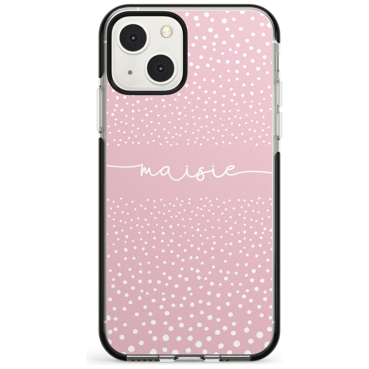 Personalised Pink Dots Custom Phone Case iPhone 13 Mini / Black Impact Case Blanc Space