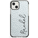 Personalised Vertical Cursive & Dots Custom Phone Case iPhone 13 Mini / Black Impact Case Blanc Space