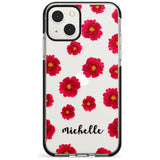 Personalised Red Peonies & Cursive Custom Phone Case iPhone 13 Mini / Black Impact Case Blanc Space