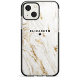 Personalised White & Gold Swirl Marble Custom Phone Case iPhone 13 Mini / Black Impact Case Blanc Space