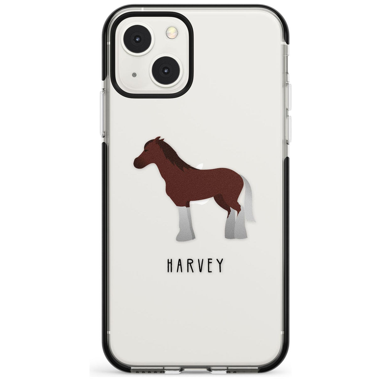 Personalised Brown Horse Black Impact Phone Case for iPhone 13 & 13 Mini