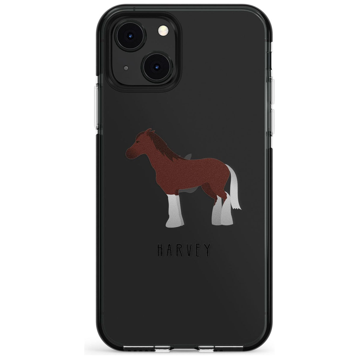 Personalised Brown Horse Black Impact Phone Case for iPhone 13 & 13 Mini