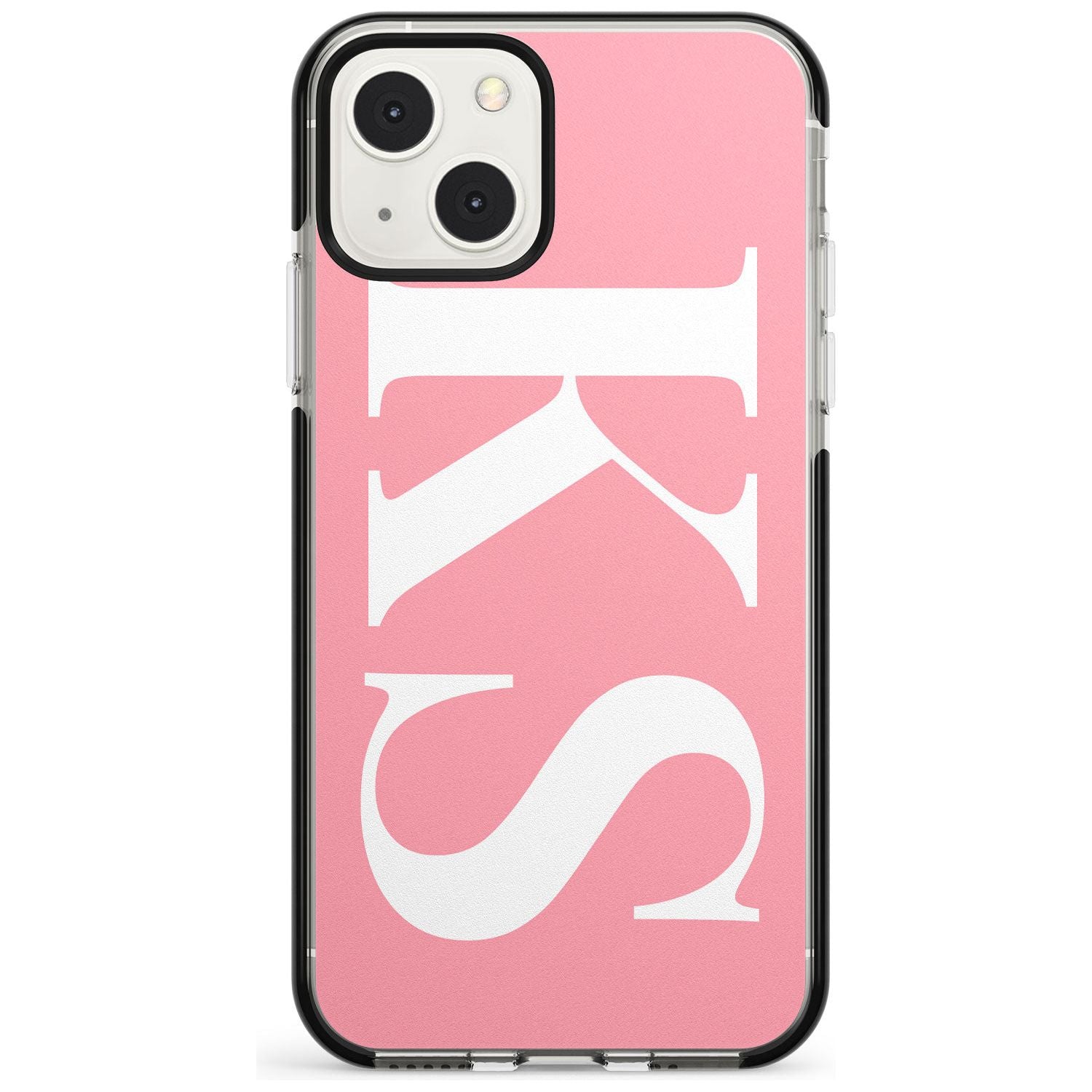 Personalised White & Pink Letters Custom Phone Case iPhone 13 Mini / Black Impact Case Blanc Space