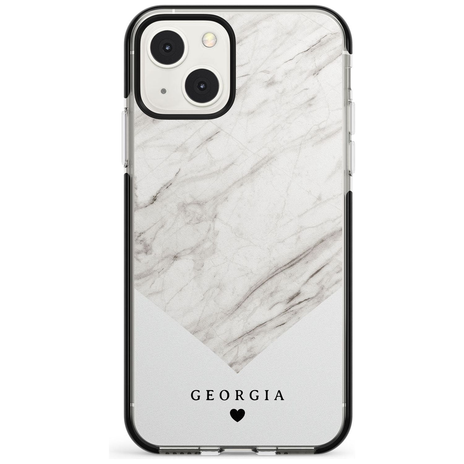Personalised White Marble Custom Phone Case iPhone 13 Mini / Black Impact Case Blanc Space