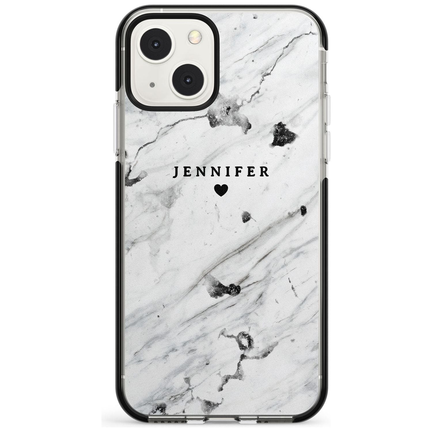 Personalised Black & White Marble Texture Custom Phone Case iPhone 13 Mini / Black Impact Case Blanc Space