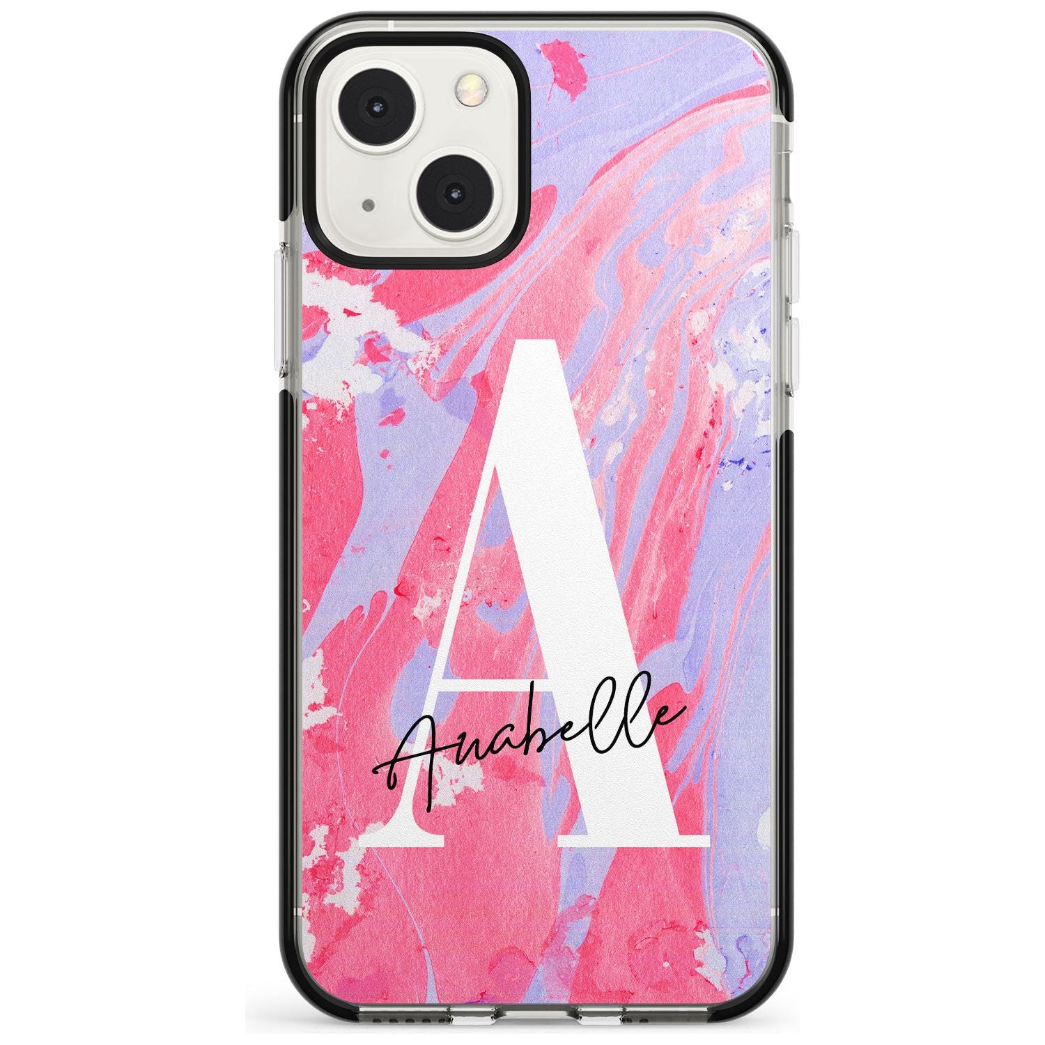 Personalised Pink & Purple - Marble Custom Phone Case iPhone 13 Mini / Black Impact Case Blanc Space