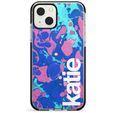 Personalised Navy, Turquoise + Purple - Marbled Custom Phone Case iPhone 13 Mini / Black Impact Case Blanc Space