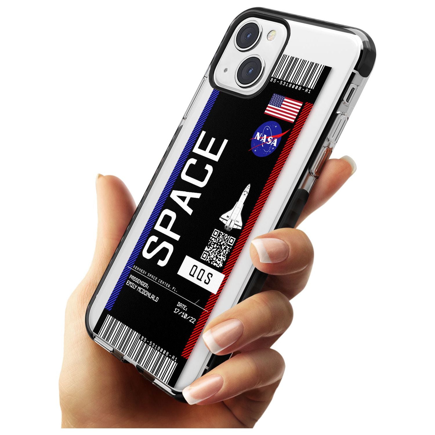 Personalised NASA Boarding Pass (Dark) Black Impact Phone Case for iPhone 13 & 13 Mini
