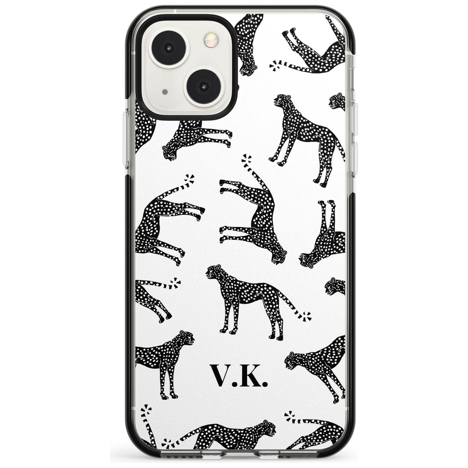 Personalised Cheetah Black & White Custom Phone Case iPhone 13 Mini / Black Impact Case Blanc Space