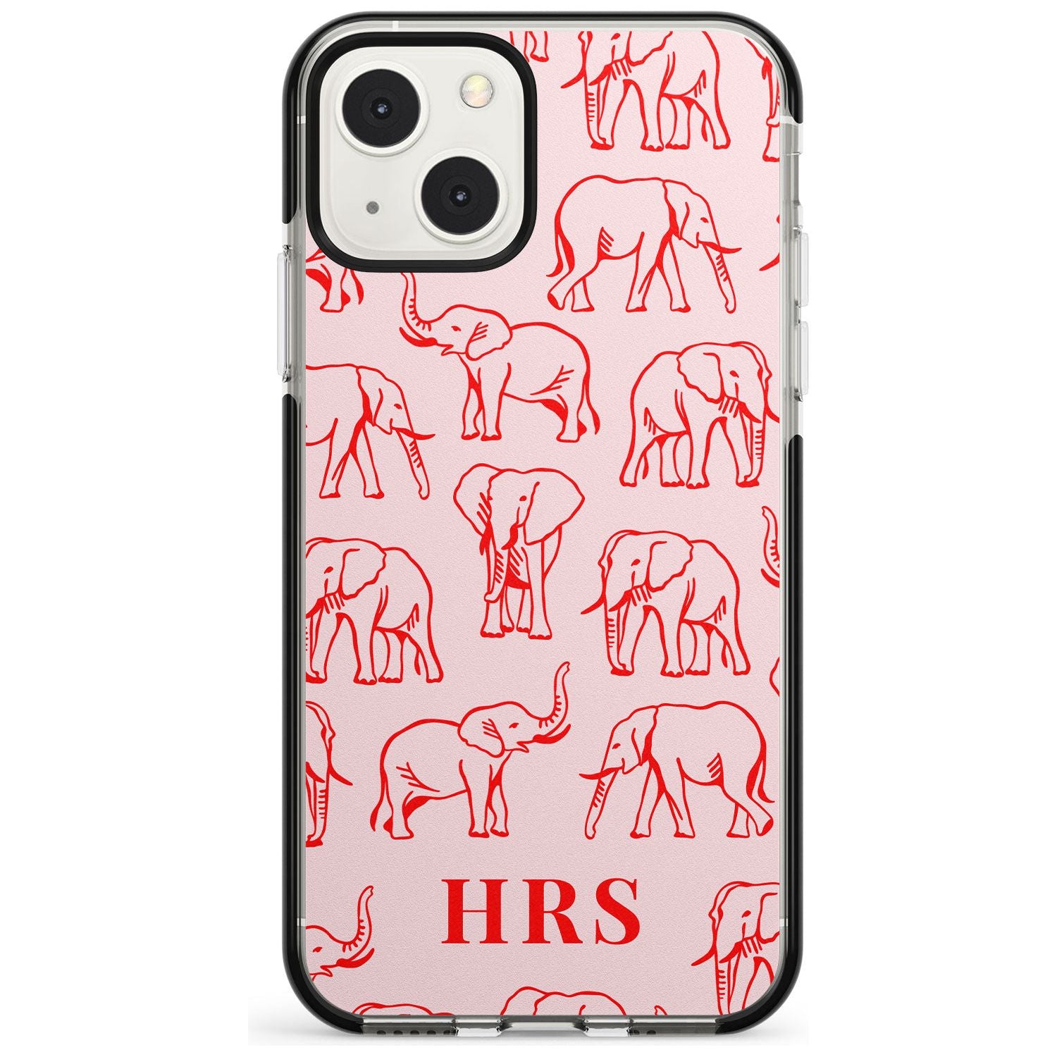 Personalised Red Elephant Outlines on Pink Custom Phone Case iPhone 13 Mini / Black Impact Case Blanc Space
