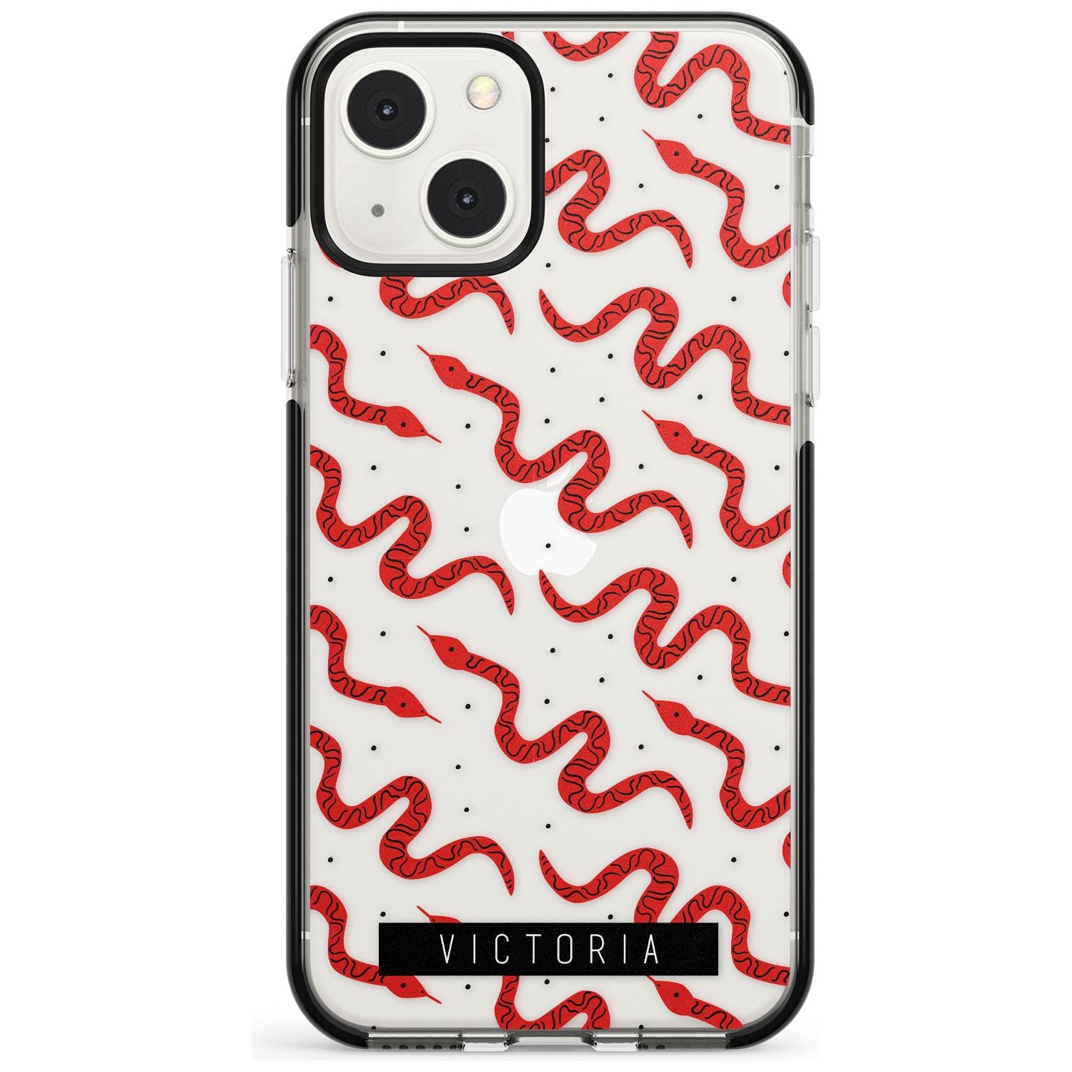 Personalised Snake Pattern Custom Phone Case iPhone 13 Mini / Black Impact Case Blanc Space