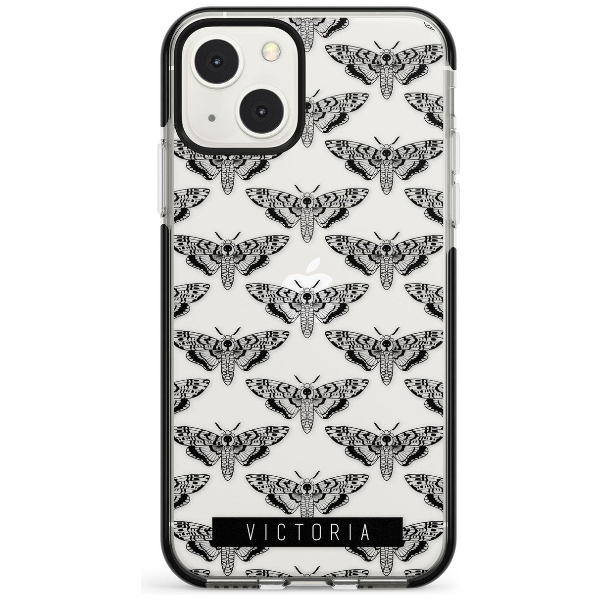 Personalised Hawk Moth Pattern Custom Phone Case iPhone 13 Mini / Black Impact Case Blanc Space