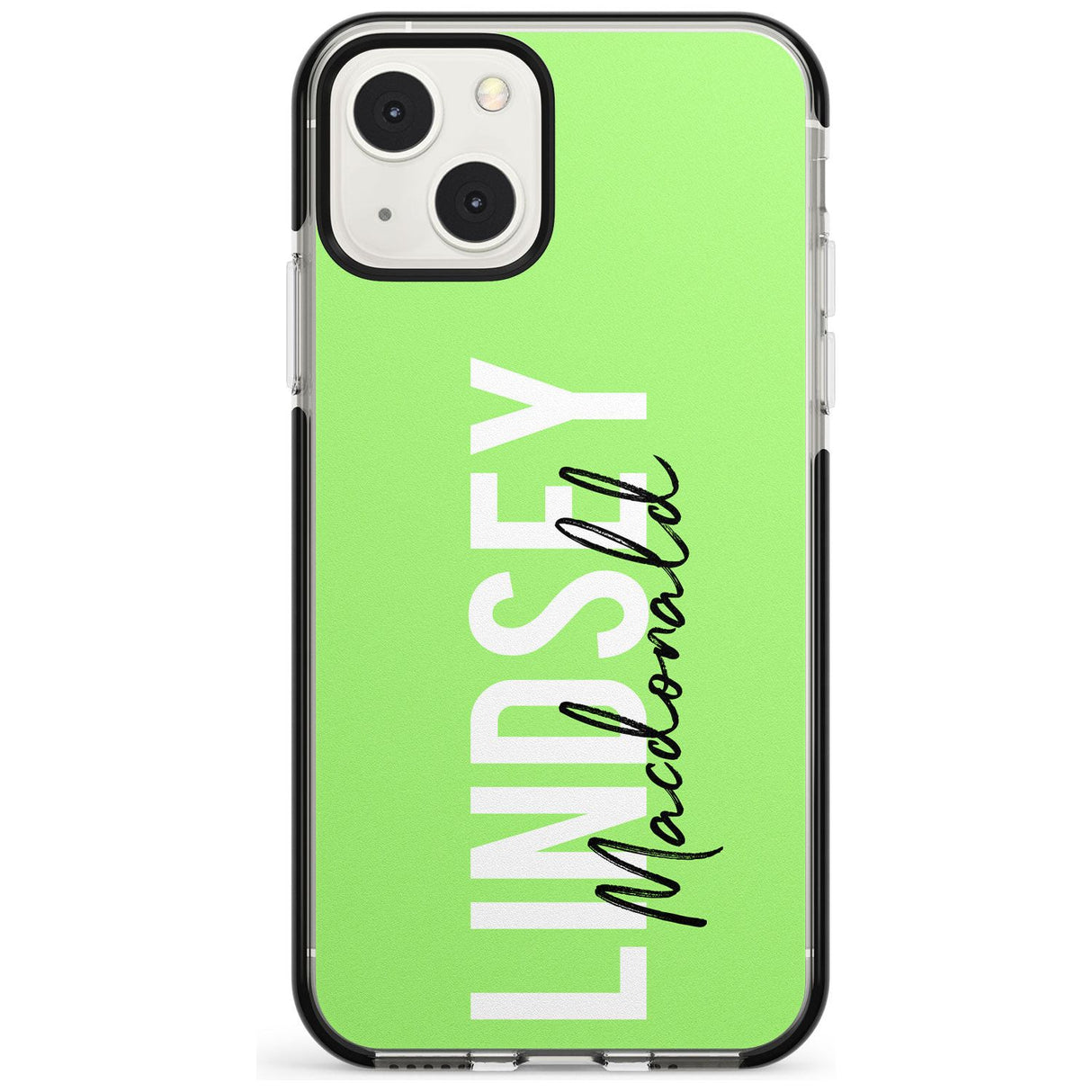 Personalised Bold Name: Lime Custom Phone Case iPhone 13 Mini / Black Impact Case Blanc Space