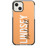 Personalised Bold Name: Peach Custom Phone Case iPhone 13 Mini / Black Impact Case Blanc Space