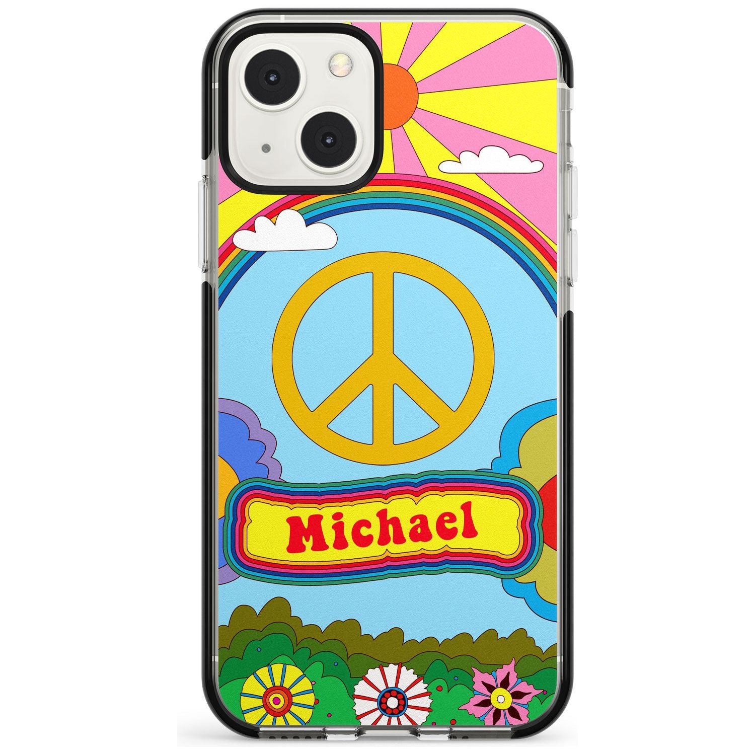 Personalised Happy Days Phone Case iPhone 13 Mini / Black Impact Case Blanc Space