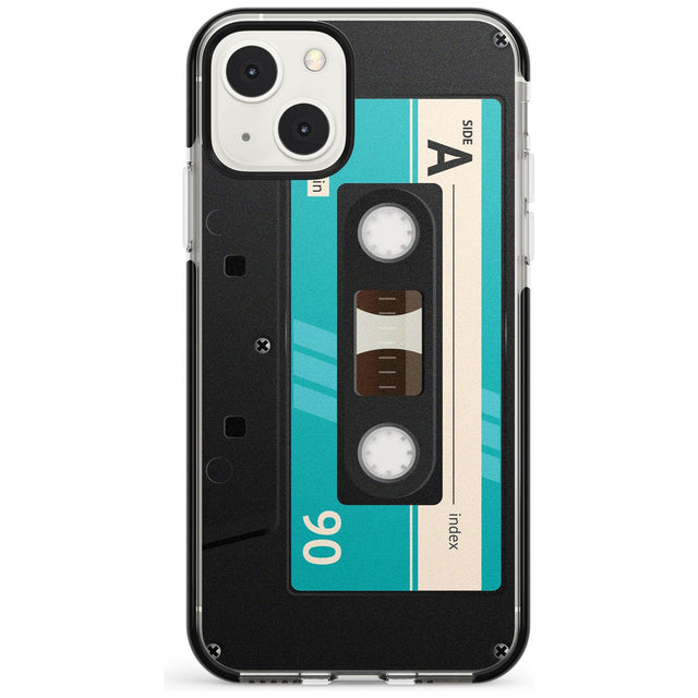 Personalised Dark Cassette Custom Phone Case iPhone 13 Mini / Black Impact Case Blanc Space