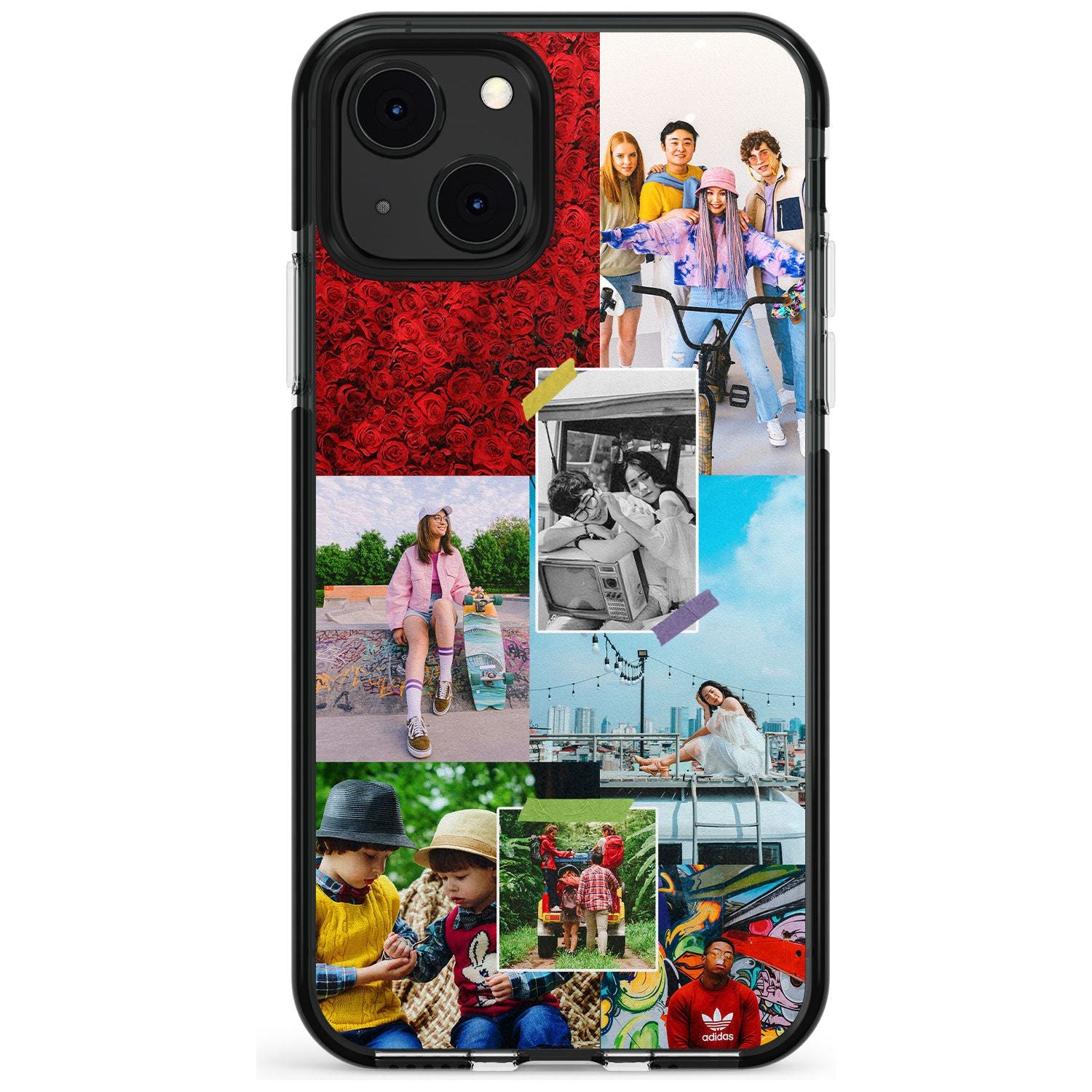 Personalised Photo Collage Black Impact Phone Case for iPhone 13 & 13 Mini