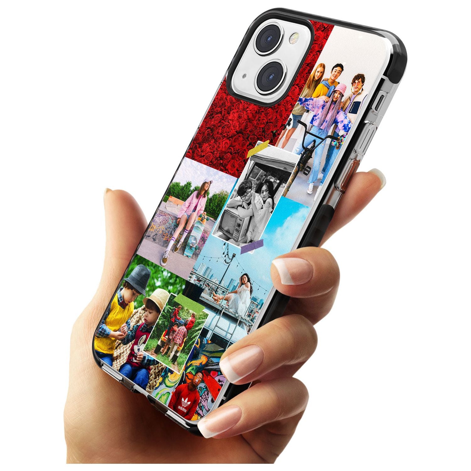 Personalised Photo Collage Black Impact Phone Case for iPhone 13 & 13 Mini