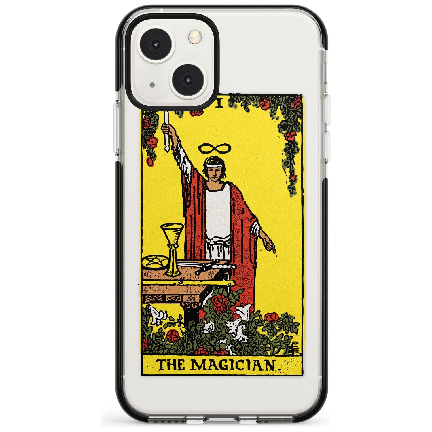 Personalised The Magician Tarot Card - Colour Phone Case iPhone 13 Mini / Black Impact Case Blanc Space