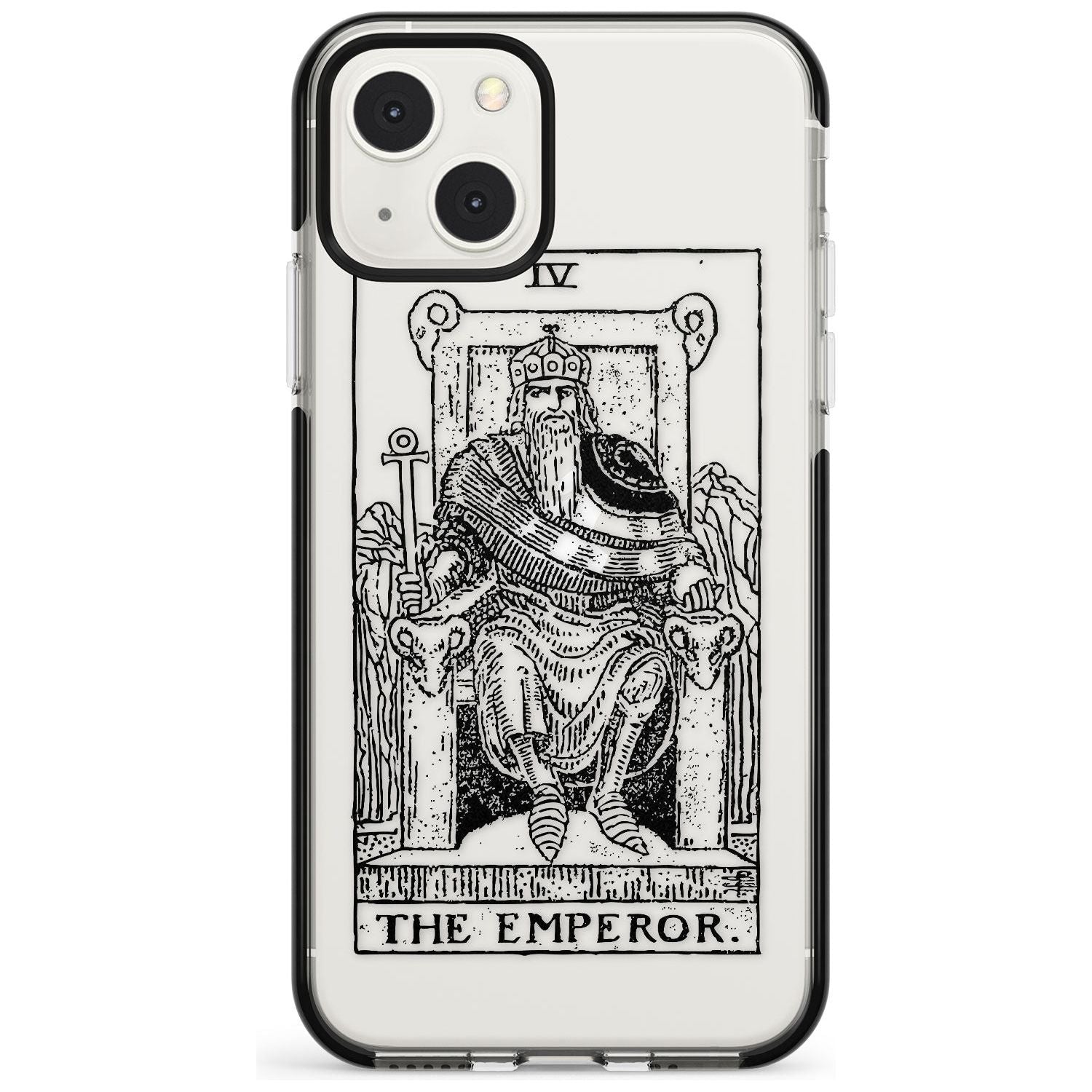 Personalised The Emperor Tarot Card - Transparent Custom Phone Case iPhone 13 Mini / Black Impact Case Blanc Space