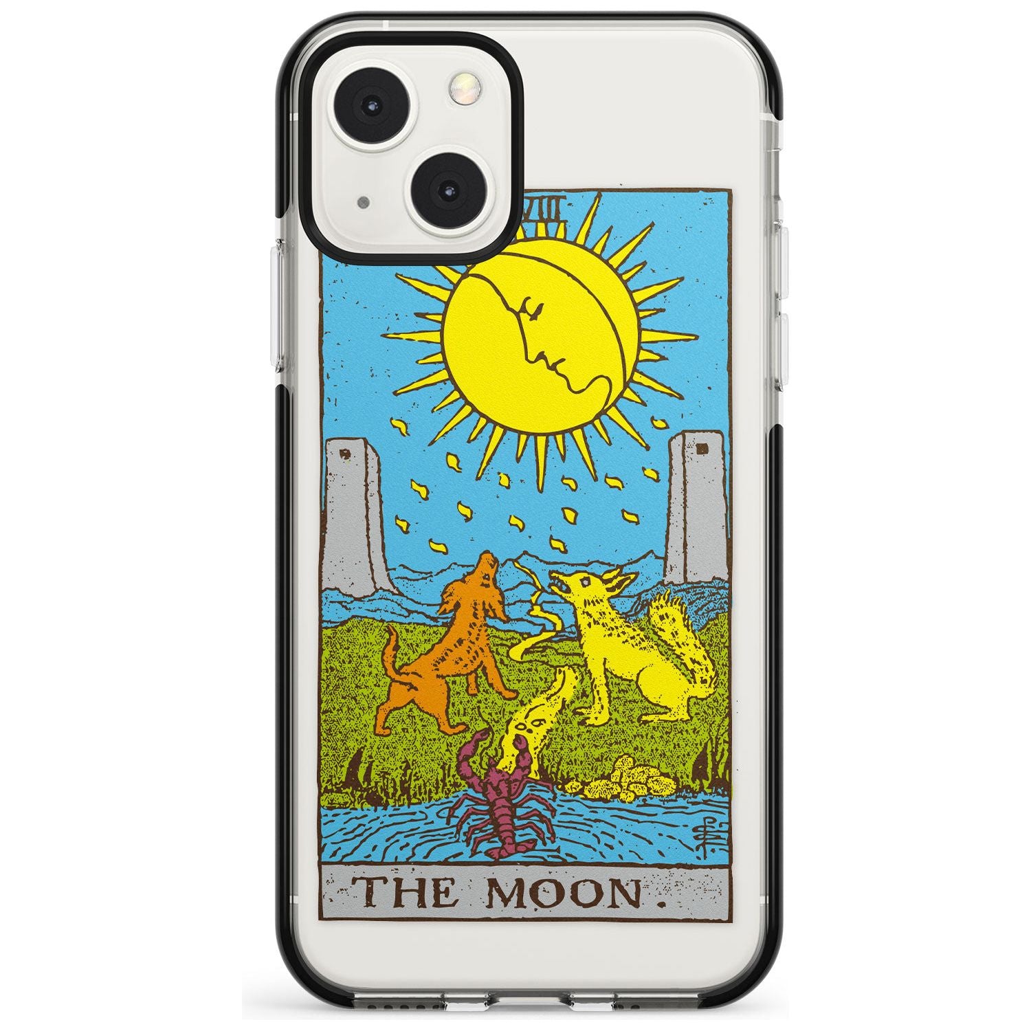 Personalised The Moon Tarot Card - Colour Custom Phone Case iPhone 13 Mini / Black Impact Case Blanc Space