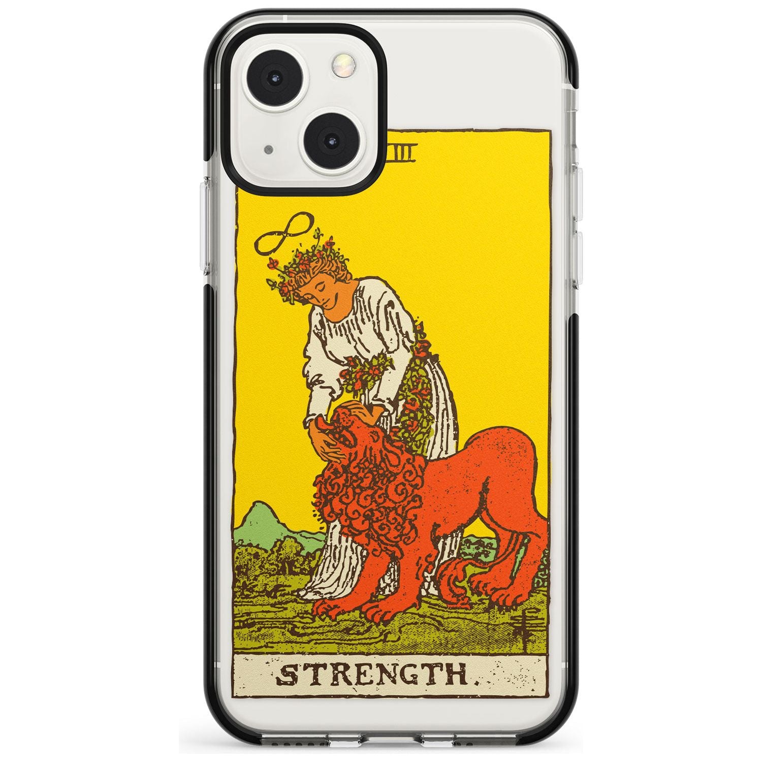 Personalised Strength Tarot Card - Colour Custom Phone Case iPhone 13 Mini / Black Impact Case Blanc Space