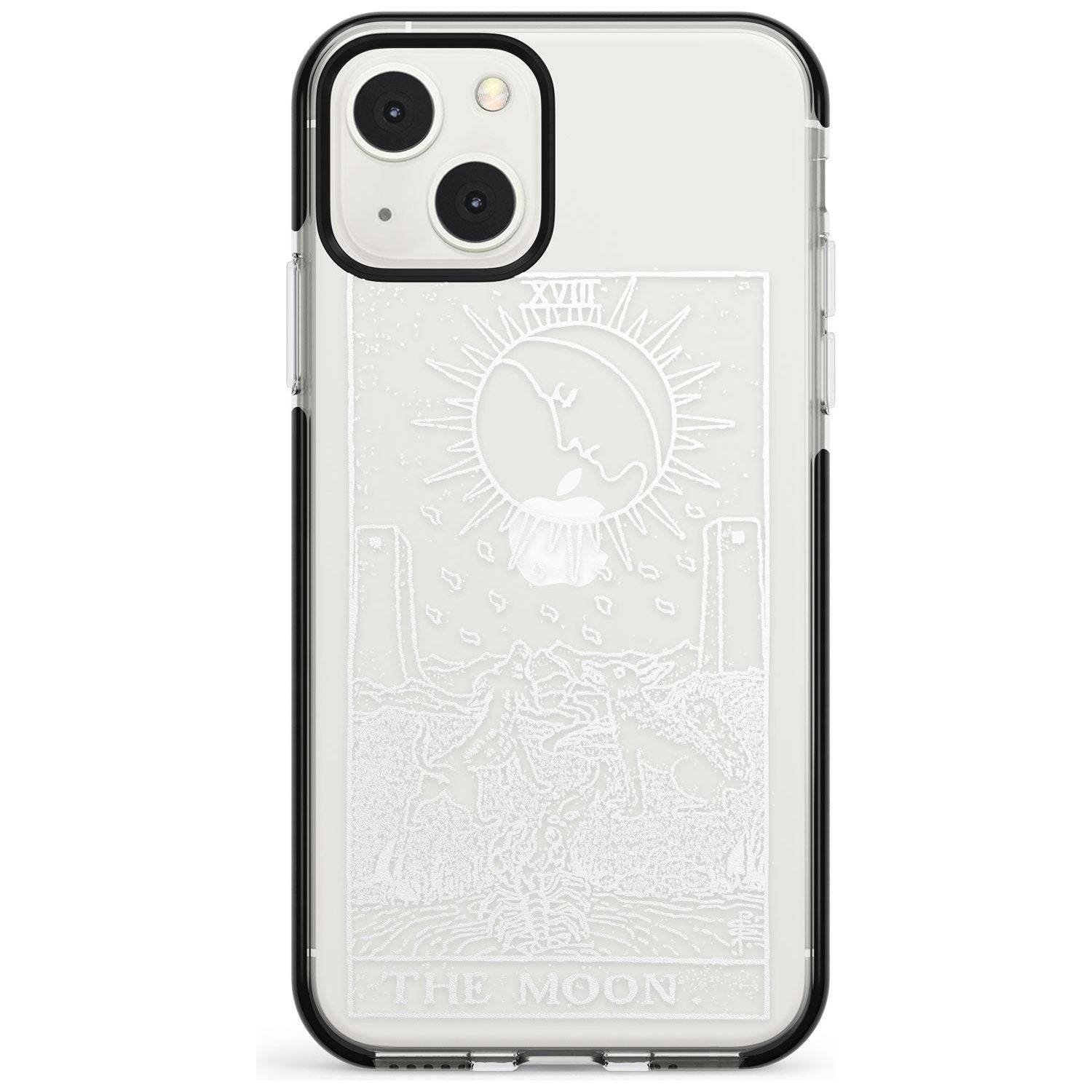 Personalised The Moon Tarot Card - White Transparent Custom Phone Case iPhone 13 Mini / Black Impact Case Blanc Space
