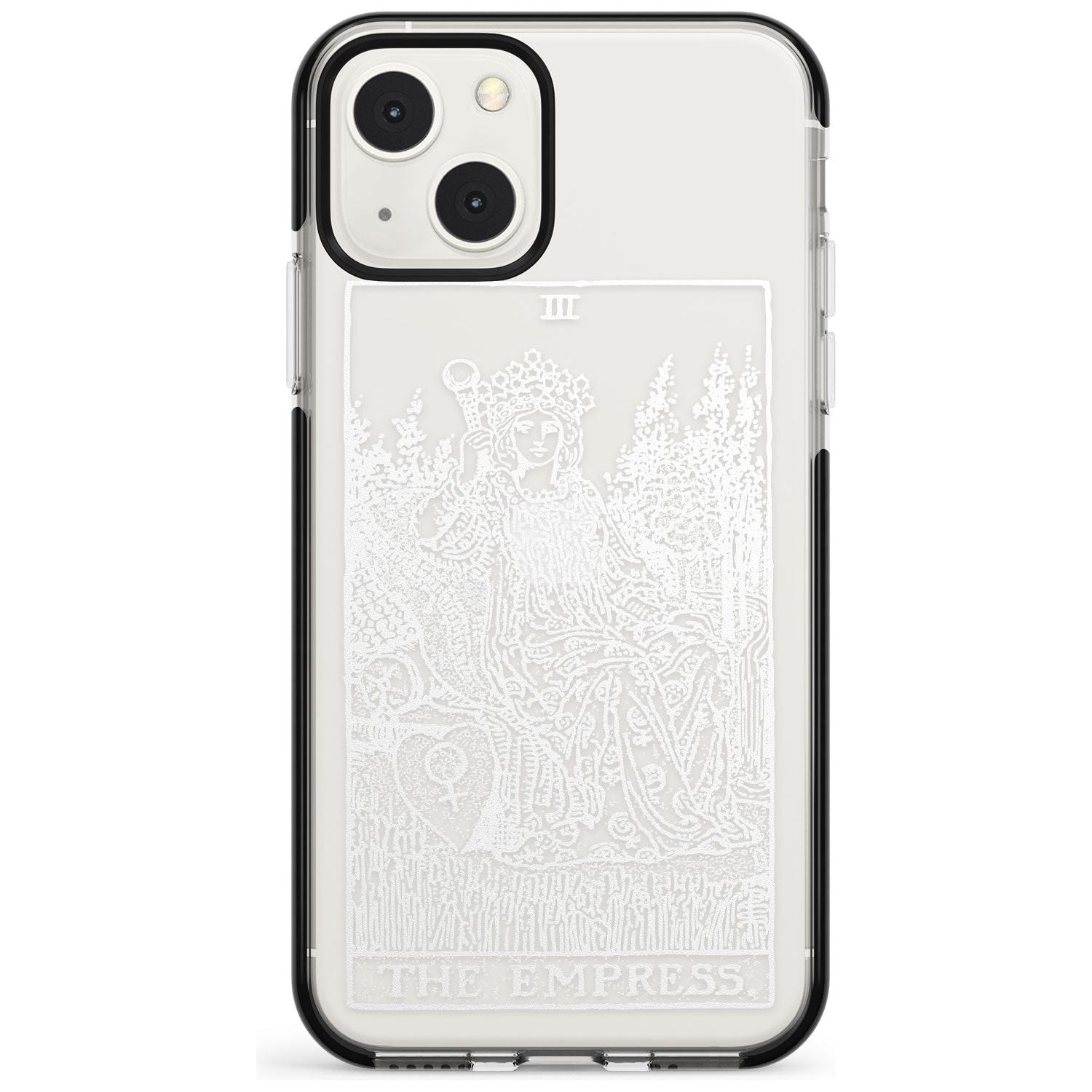 Personalised The Empress Tarot Card - White Transparent Custom Phone Case iPhone 13 Mini / Black Impact Case Blanc Space