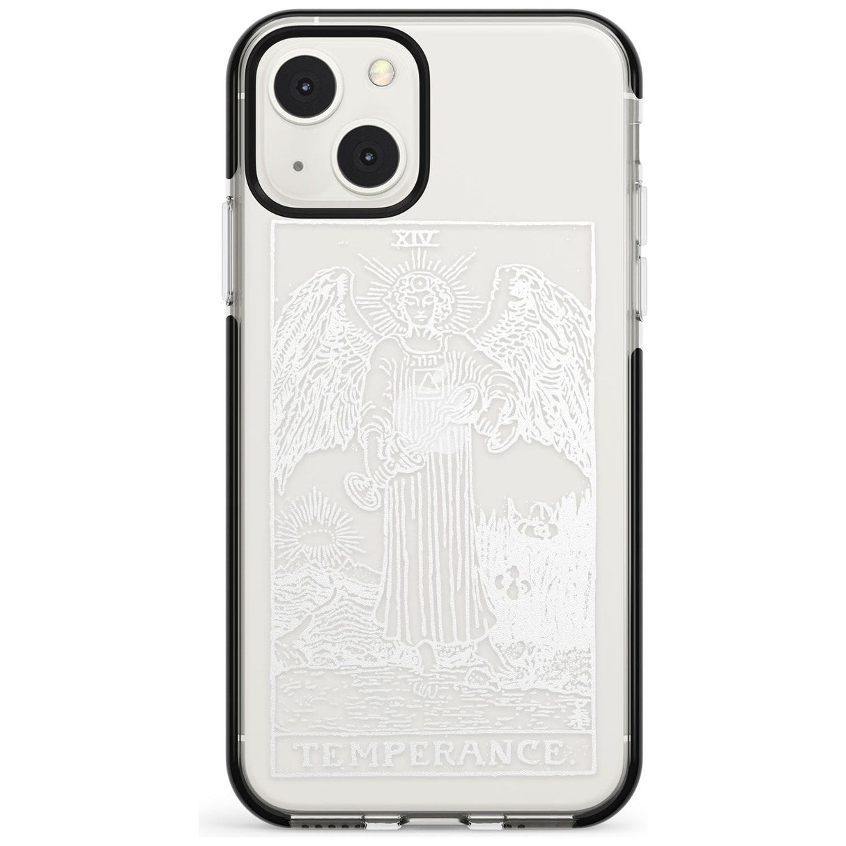 Personalised Temperance Tarot Card - White Transparent Custom Phone Case iPhone 13 Mini / Black Impact Case Blanc Space