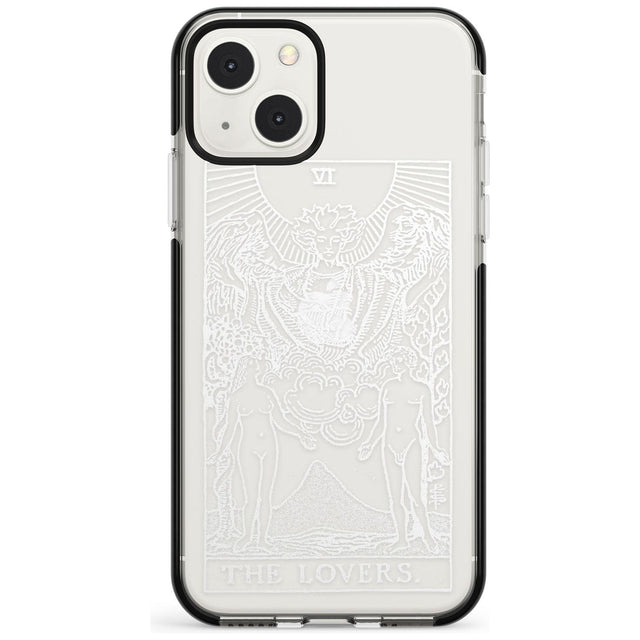 Personalised The Lovers Tarot Card - White Transparent Custom Phone Case iPhone 13 Mini / Black Impact Case Blanc Space