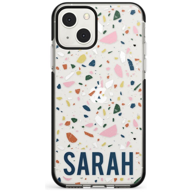 Personalised Terrazzo Custom Phone Case iPhone 13 Mini / Black Impact Case Blanc Space