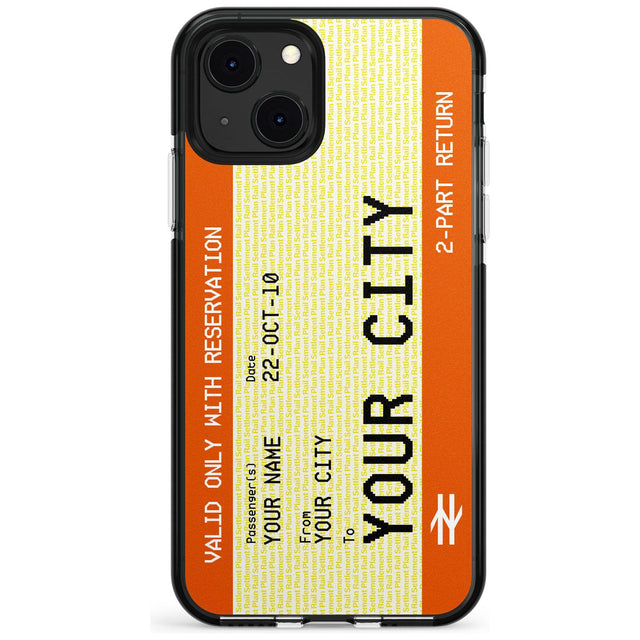 Personalised Create Your Own Train Ticket Black Impact Phone Case for iPhone 13 & 13 Mini