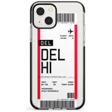 Personalised Delhi Boarding Pass Custom Phone Case iPhone 13 Mini / Black Impact Case Blanc Space