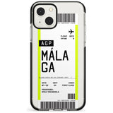 Personalised Málaga Boarding Pass Custom Phone Case iPhone 13 Mini / Black Impact Case Blanc Space