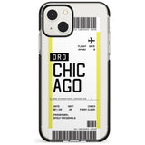 Personalised Chicago Boarding Pass Custom Phone Case iPhone 13 Mini / Black Impact Case Blanc Space