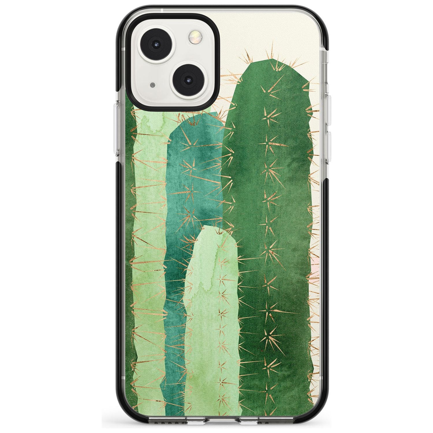 Large Cacti Mix Design Phone Case iPhone 13 Mini / Black Impact Case Blanc Space