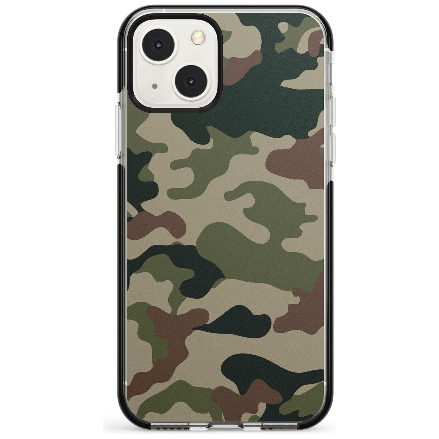 Green and Brown Camo Black Impact Phone Case for iPhone 13 & 13 Mini