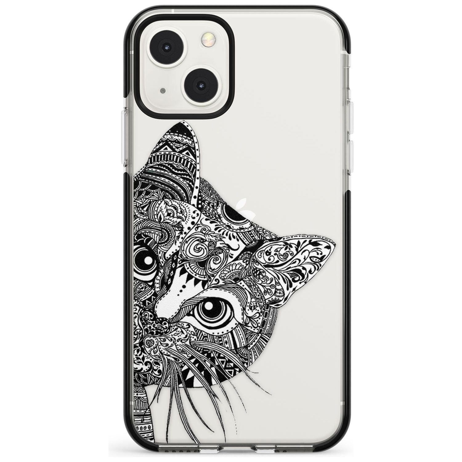 Henna Cat Phone Case iPhone 13 Mini / Black Impact Case Blanc Space
