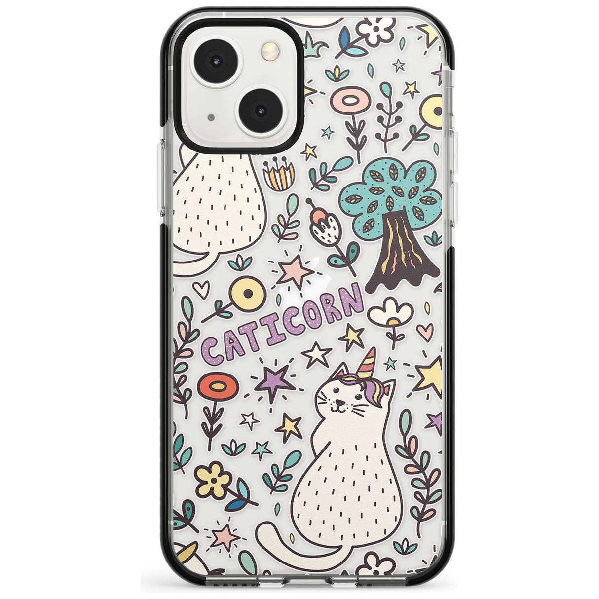 Caticorn pattern Phone Case iPhone 13 Mini / Black Impact Case Blanc Space