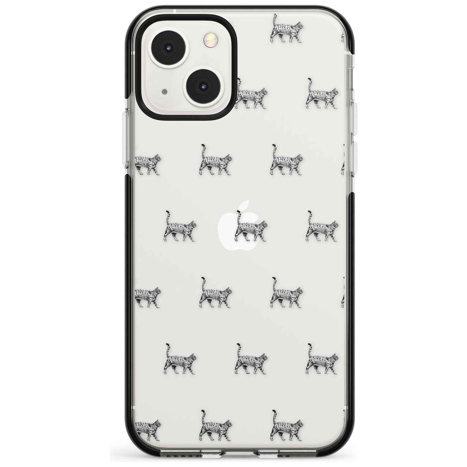 British Shorthair Cat Pattern Phone Case iPhone 13 Mini / Black Impact Case Blanc Space